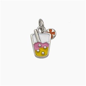 Ice Cream Bottle Drink Cup Charms Copper Pendant Enamel Platinum Plated, approx 9-10mm