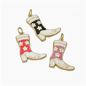 Cowboy Boots Charms Copper Shoes Pendant Enamel Gold Plated Mixed, approx 16-20mm