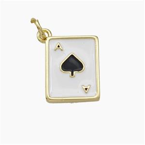 ACE of Spade Playing Card Copper Pendant Red Enamel Gold Plated, approx 11-14mm