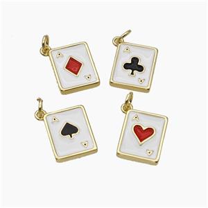 Playing Card Charms Copper Poker Card Pendant Enamel Mixed, approx 11-14mm