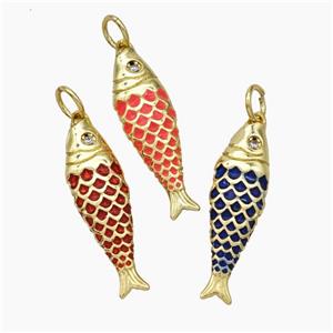 Copper Fish Pendant Painted Gold Plated Mixed, approx 7-25mm