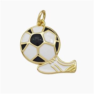 Football And Boots Charms Copper Pendant Enamel Shoe Gold Plated, approx 15-18mm