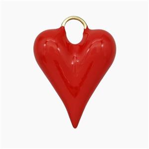 Copper Heart Pendant Red Enamel Gold Plated, approx 20-25mm