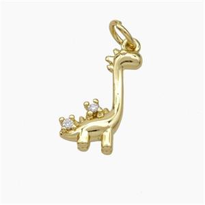 Baby Dinosaurs Copper Pendant Pave Zirconia Dragon Gold Plated, approx 12-15mm