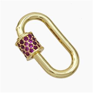 Copper Carabiner Clasp Micropave Zirconia Gold Plated, approx 10-19mm