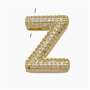 Copper Letter-Z Pendant Pave Zirconia Gold Plated, approx 15-20mm