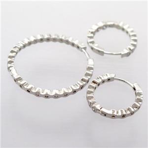 copper Hoop Earrings pave zircon, platinum plated, approx 50mm dia