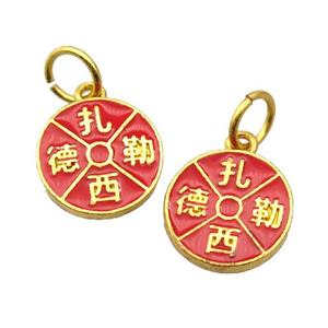 alloy pendant with enamel, gold plated, approx 13mm