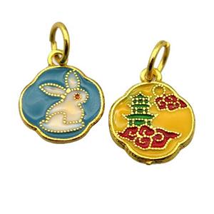 alloy pendant with enamel, gold plated, approx 14mm