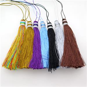 mixed Nylon wire tassel pendants, approx 85mm length