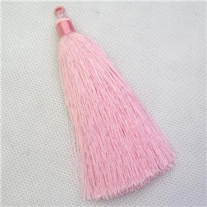 pink nylon wire tassel pendants, silken, A grade, approx 10cm length