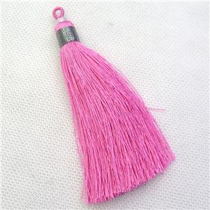 hotpink nylon wire tassel pendants, silken, A grade, approx 10cm length