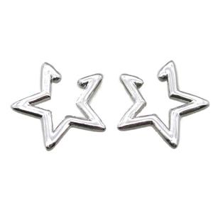 copper clip earring, star, platinum plated, approx 20mm