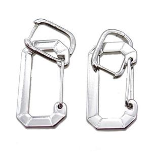 copper Latchback Earrings, platinum plated, approx 11-15mm, 15-30mm