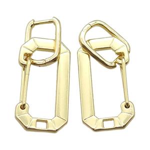 copper Latchback Earrings, gold plated, approx 11-15mm, 15-30mm