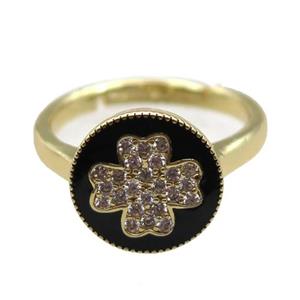 copper Ring pave zircon, enameling, gold plated, approx 12mm, 20mm dia