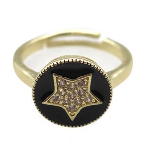 copper Ring pave zircon, enameling, gold plated, approx 12mm, 20mm dia