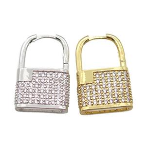 copper Lock Latchback Earrings pave zircon, mixed, approx 18-28mm