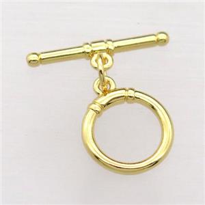 copper toggle clasp, gold plated, approx 12mm, 20mm