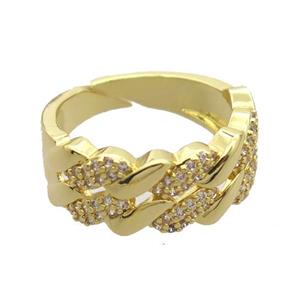 copper Rings pave zircon, gold plated, approx 8mm, 17mm dia