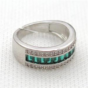 copper Rings pave zircon, platinum plated, approx 7mm, 17mm dia