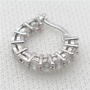 copper Latchback Earrings pave zircon, platinum plated, approx 20mm dia