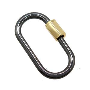 copper Carabiner locker, black plated, approx 12-25mm