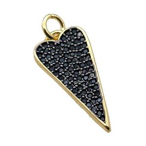 copper dart Heart pendant pave zircon gold plated, approx 10-19mm