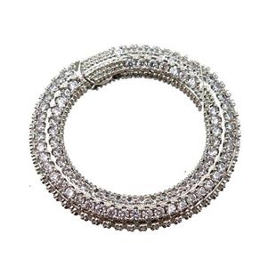 copper Carabiner Clasp paved zircon, platinum plated, approx 27mm dia