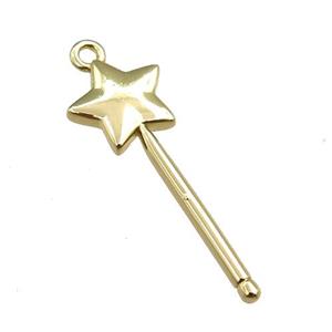 copper magicwand pendant, gold plated, approx 9-25mm