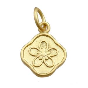 copper clover pendant, duck gold, approx 10mm