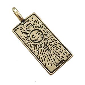 copper tarot card pendant, sun, gold plated, approx 12-25mm