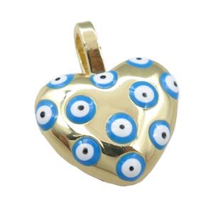 copper heart pendant with evil eye, gold plated, approx 18-20mm