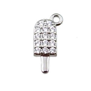 copper icecream pendant pave zircon, platinum plated, approx 5-13mm