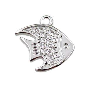 copper goldfish pendant pave zircon, platinum plated, approx 11-13mm