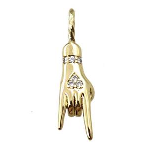 copper hand pendant pave zircon, gold plated, approx 6-24mm