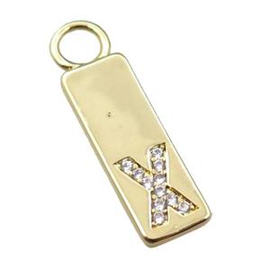 copper rectangle pendant pave zircon, gold plated, approx 7-20mm