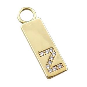 copper rectangle pendant pave zircon, gold plated, approx 7-20mm