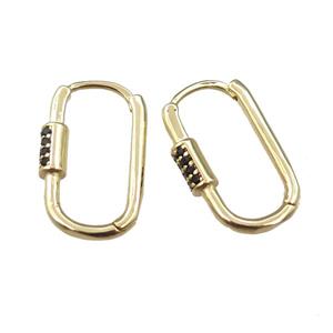 copper Latchback Earring pave zircon, gold plated, approx 12-22mm