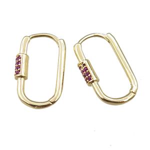 copper Latchback Earring pave zircon, gold plated, approx 12-22mm