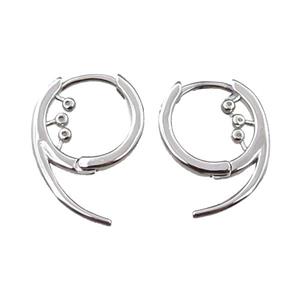 copper Latchback Earring pave zircon, platinum plated, approx 14-20mm