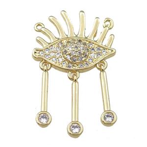 copper eye pendant paved zircon, gold plated, approx 20-32mm