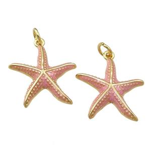 copper starfish pendant with enameled, gold plated, approx 20mm