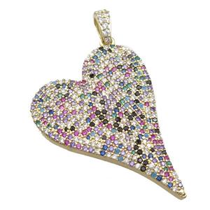 copper heart pendant pave zircon, gold plated, approx 30-40mm