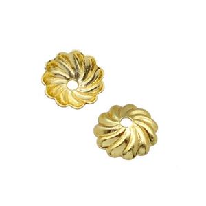 copper beadcaps, unfaded, gold plated, approx 8.5mm