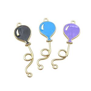 copper ballon pendant, mixed enameled, gold plated, approx 9-30mm