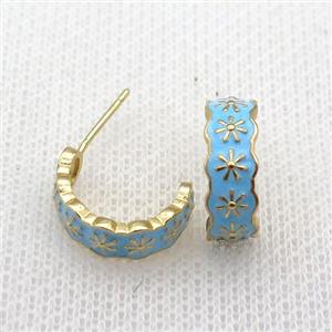 copper Stud Earrings with enameled, gold plated, approx 16mm