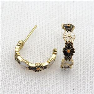 copper Stud Earrings with enameled, gold plated, approx 16mm
