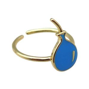 copper rings with blue enameling ballon, gold plated, approx 10-17mm, 20mm dia