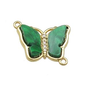 green Resin Butterfly Connector, gold plated, approx 13-18mm